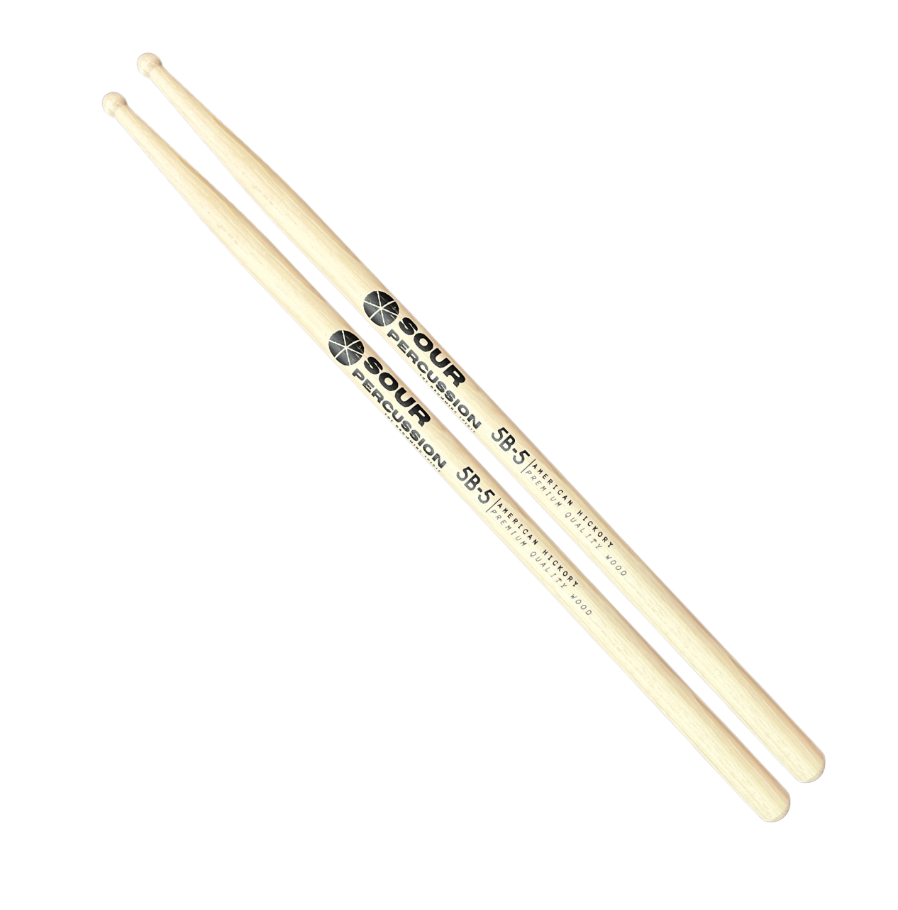 Baquetas Sour Percussion 5B-5 Premium Hickory Punta Madera Redonda