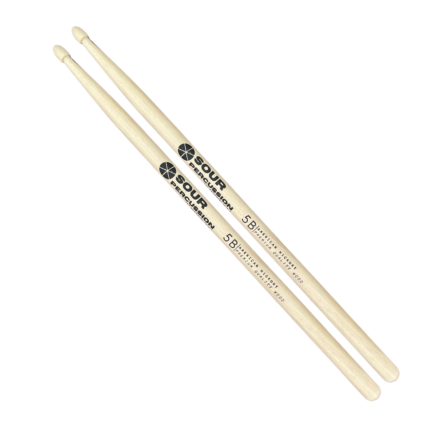 Baquetas Sour Percussion 5B Premium Hickory Americano Punta Madera