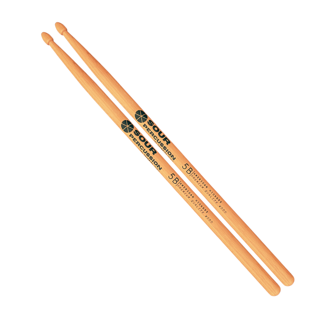 Baquetas Sour Percussion 5B Premium Hickory Americano Punta Madera
