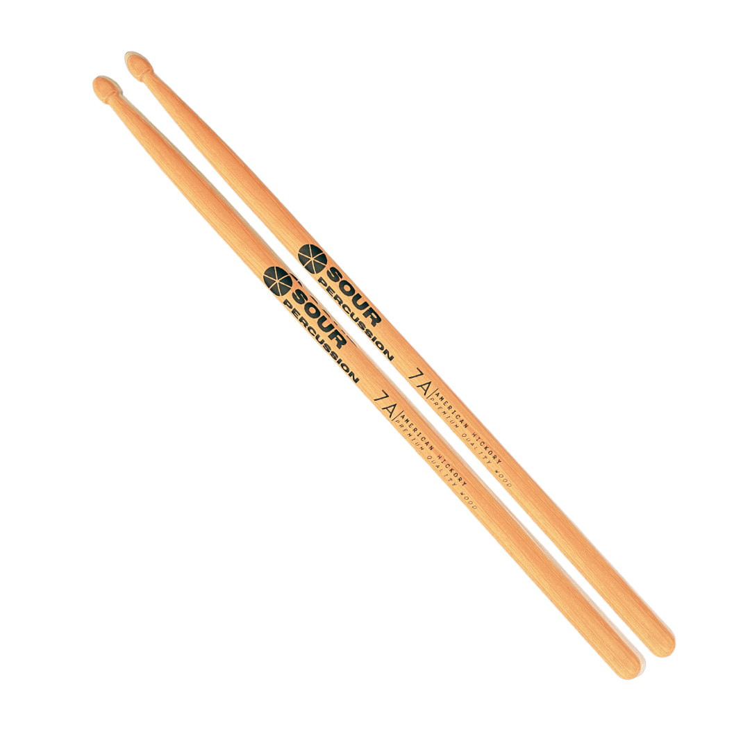Baquetas Sour Percussion 7A Premium Hickory Americano Punta Madera