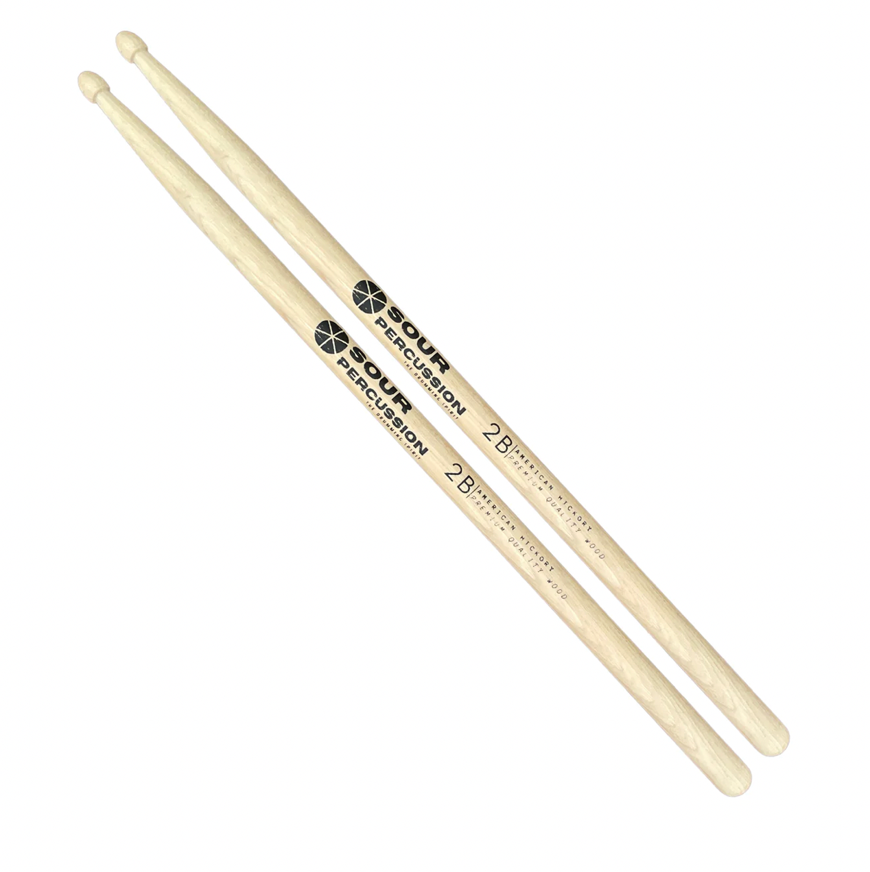 Baquetas Sour Percussion 2B Premium Hickory Americano Punta Madera