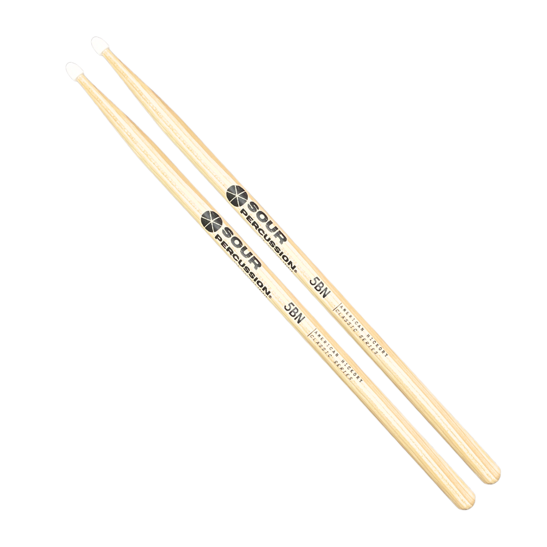 Baquetas Batería Sour Percussion 5BN Premium Hickory Punta de Nylon